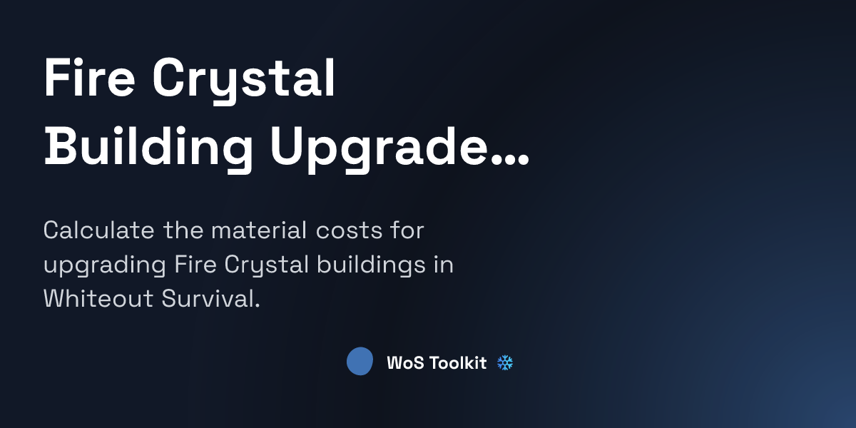 Fire Crystal Chart Fire Crystal Building Upgrade Calculator for Whiteout Survival | WoS ...